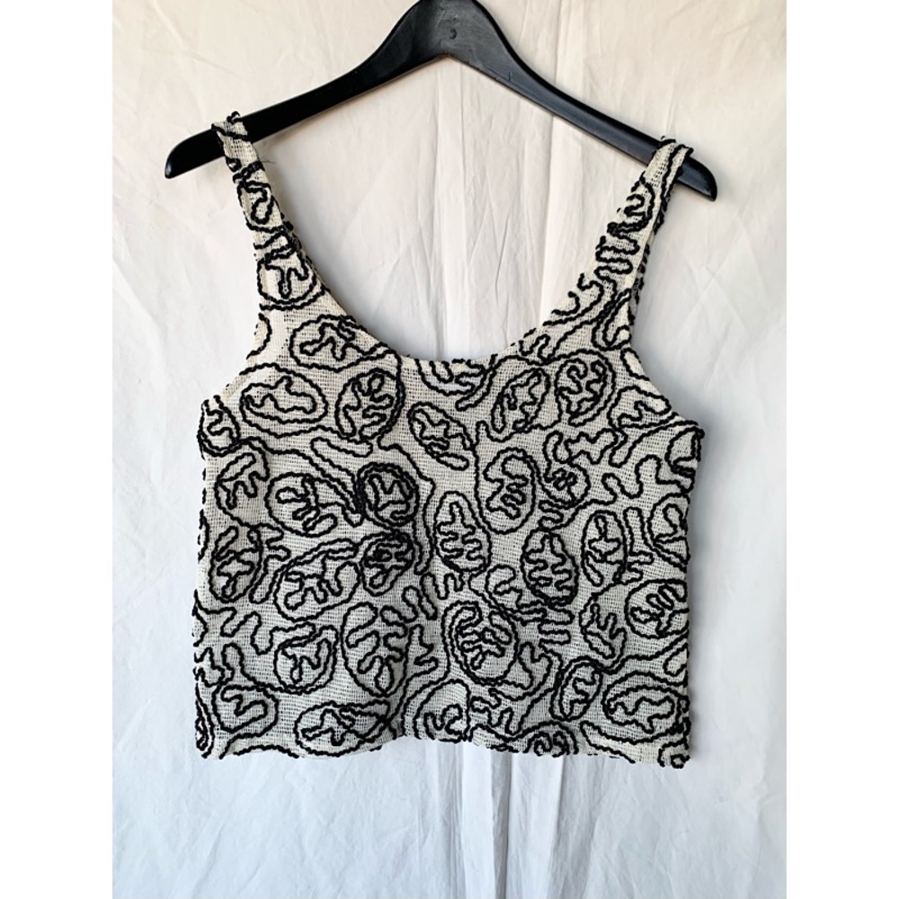 Zara Trafaluc Open Knit Mesh Net Abstract Tank Top